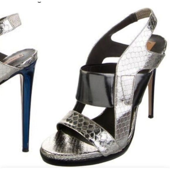 Womens Reed Krakoff Slingback Stiletto High Heel Size 38 EU 7.5 US Metalic 6064 - Picture 2 of 14